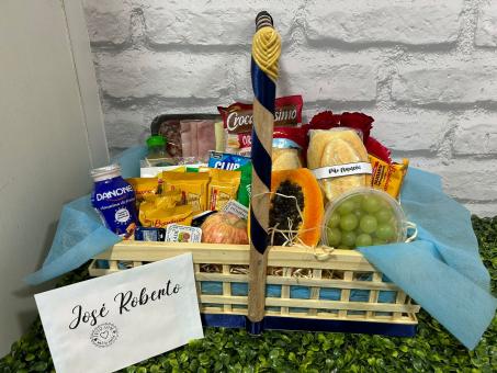 CESTA DE CAF� DA MANH� lUXUOSO NO AZUL