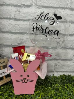 CESTA DE P�SCOA COELHINHA ROSA