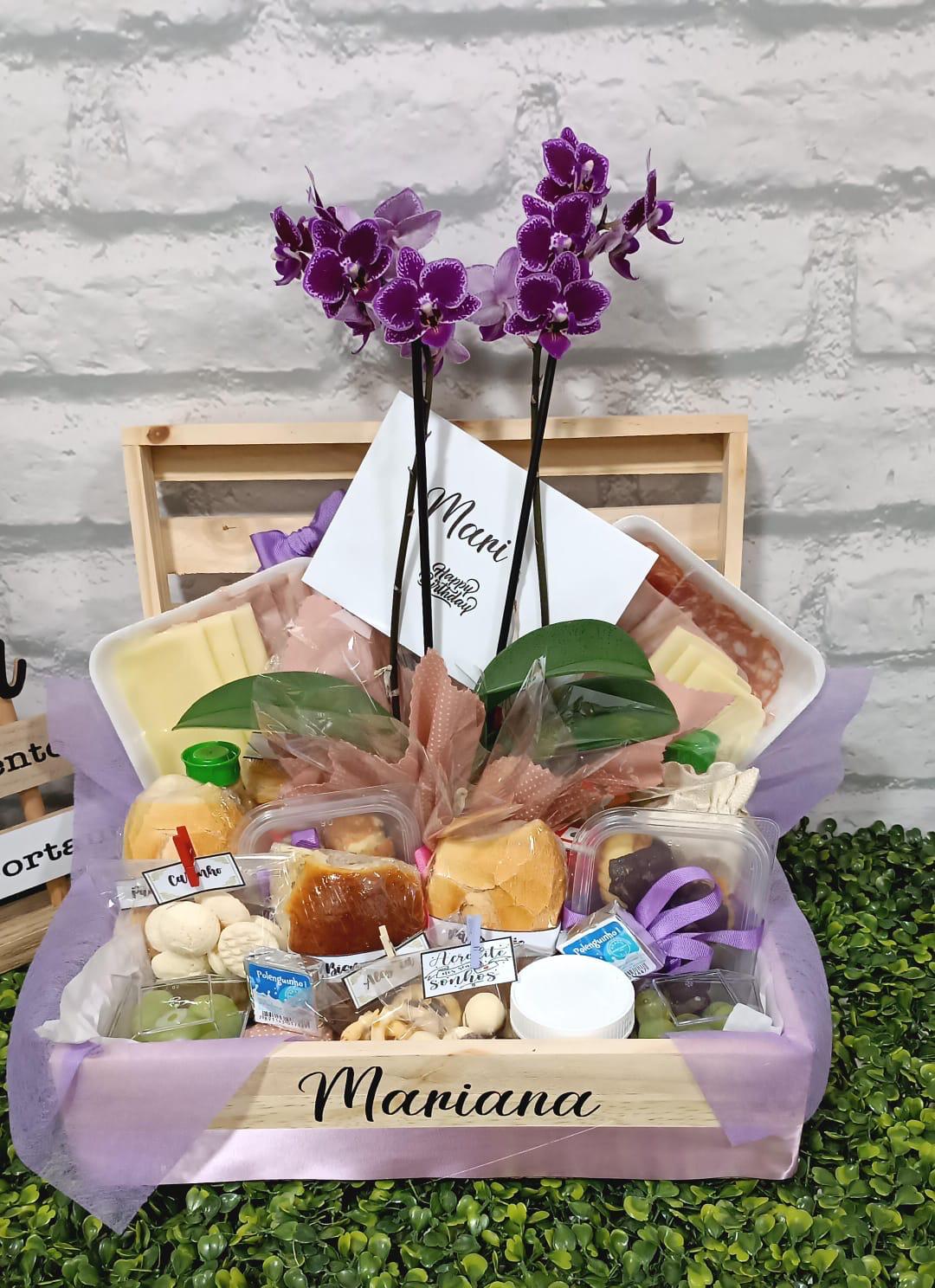 CESTA DE CAFE DA MANH� MY DREAM COM ORQUIDEA NO BAU